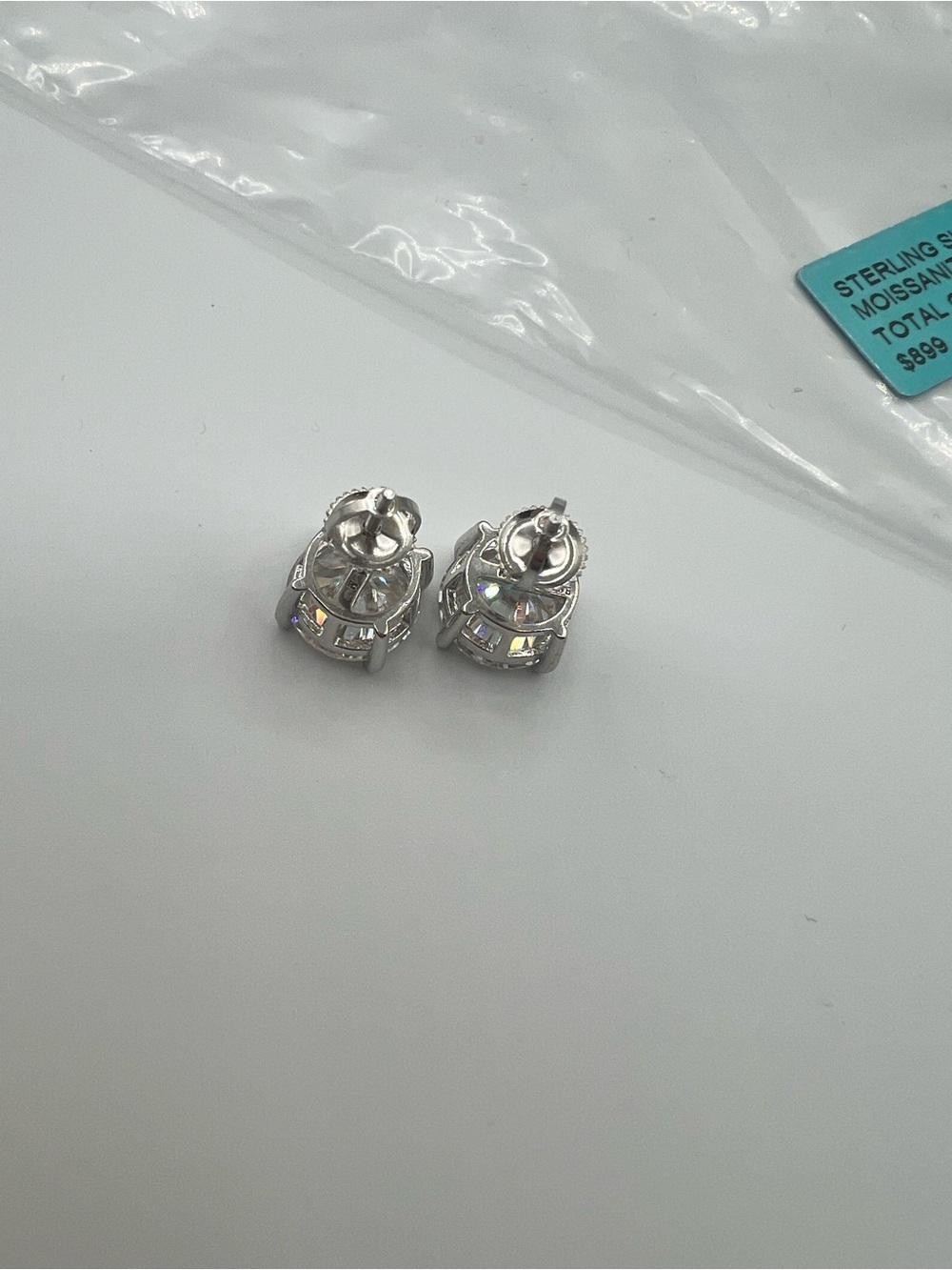 NWT 925 Sterling Silver 8.0 CTW Moissanite Round Earrings - Picture 8 of 11